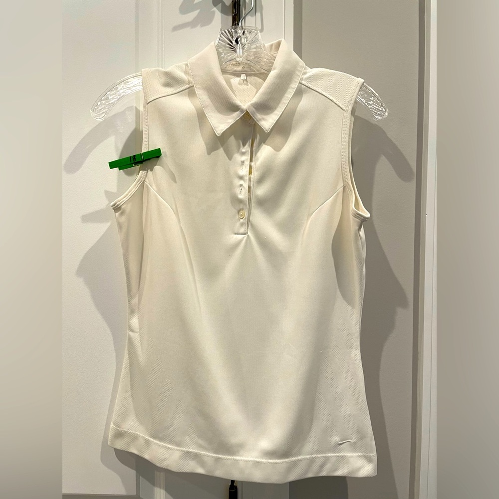 Nike Golf sleeveless white collared shirt. Size small.